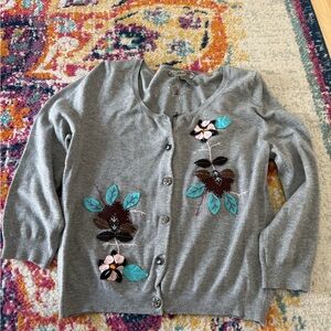 American Rag Gray Cardigan with Floral Embroidery size M